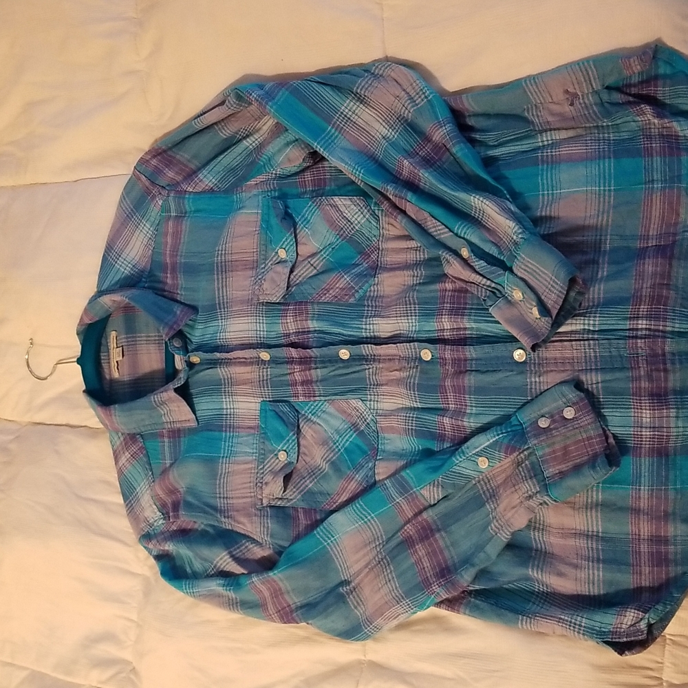 Vintage plaid button down,size large.